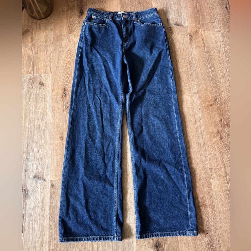 We The Free Dark Blue Denim Wide Leg Jeans Size 28